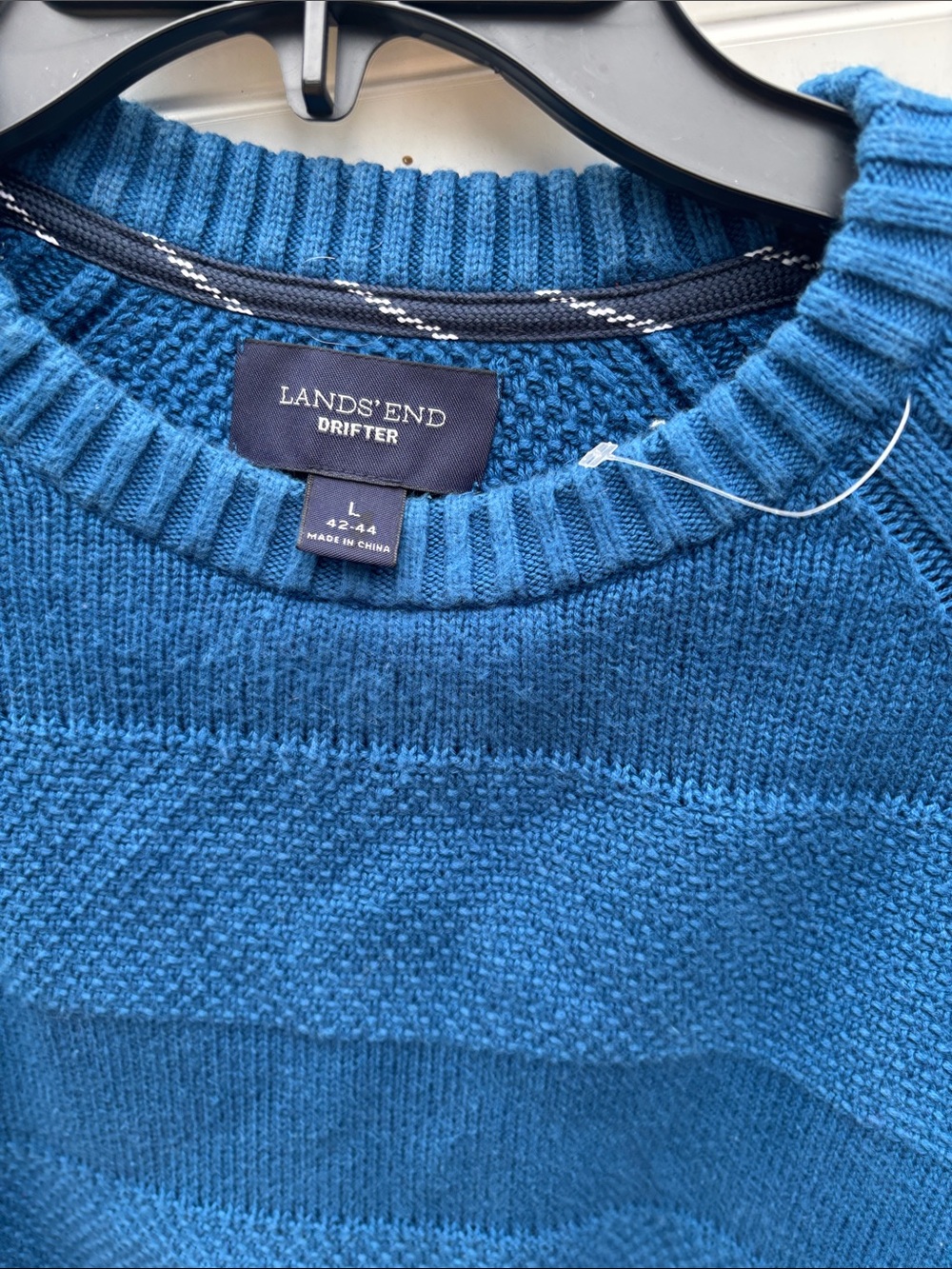 Lands' End Deep Blue Textured Crewneck Sweater - Picture 4 of 7